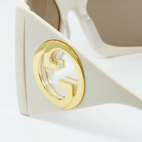 FINAL PRICE NEW GUCCI GG1255S 002 IVORY LIGHT BROWN SS’23 SUNGLASSES - Picture 9 of 11